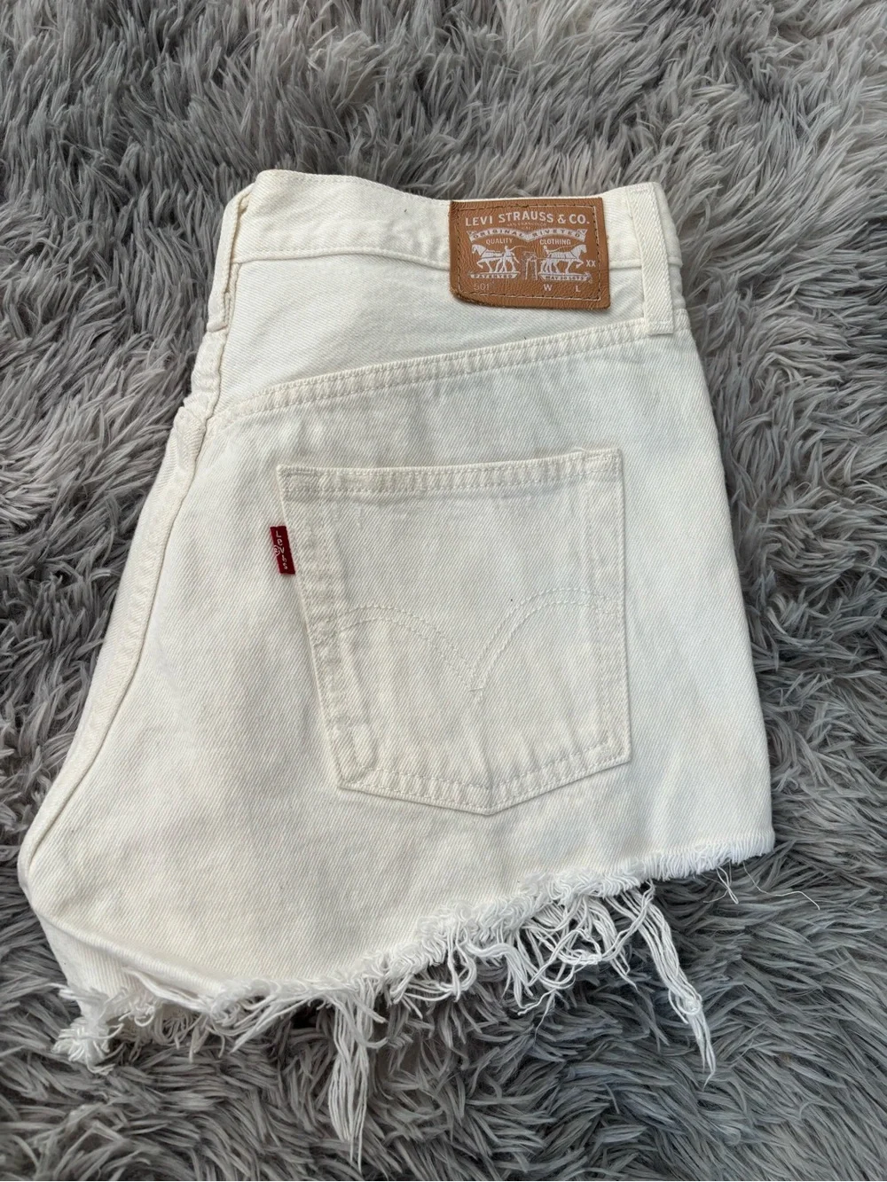 Levi's Off-White Denim Shorts with Raw Hem